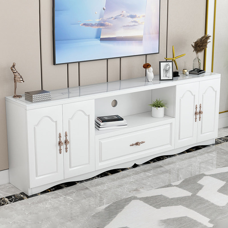 Glass TV Stand Console Contemporary Media Console with Drawer