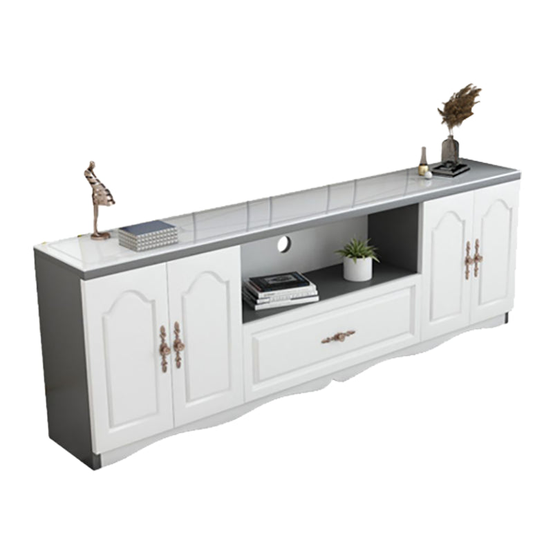 Glass TV Stand Console Contemporary Media Console with Drawer
