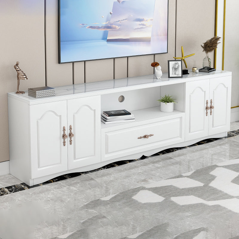 Glass TV Stand Console Contemporary Media Console with Drawer