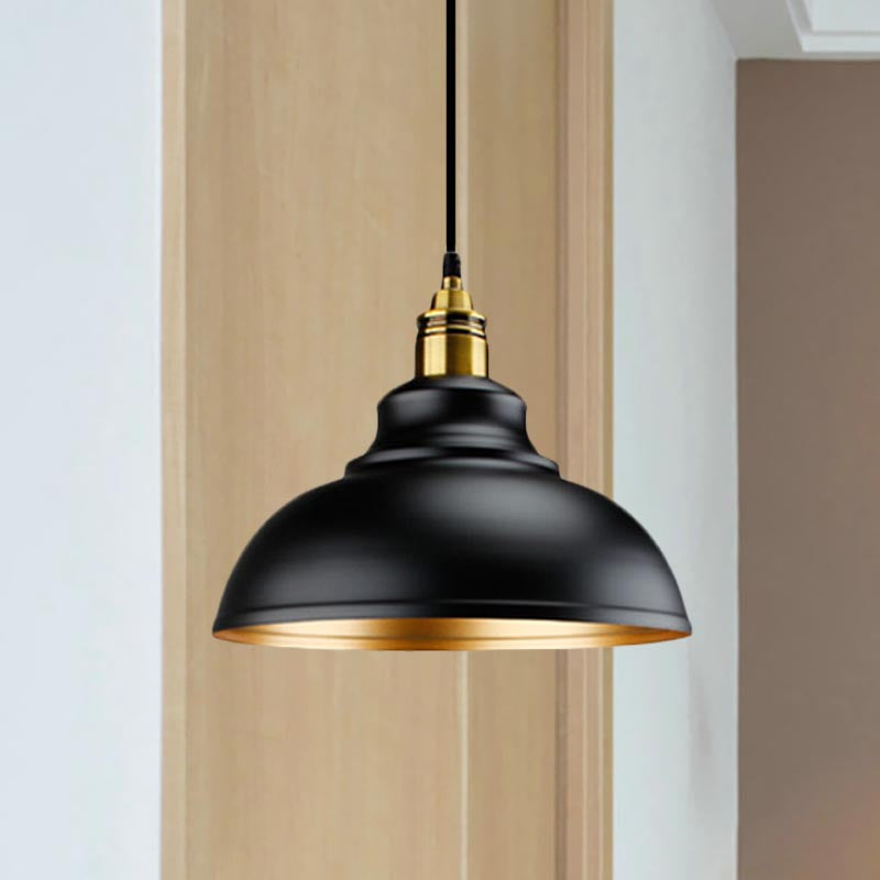 Dachbodenstil gewölbter Decke Anhänger Licht 11,5 "/14"/16 "Dia 1 Head Metal Hanging Deckenlampe in Schwarz über Tisch