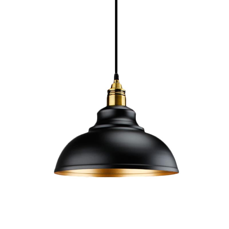 Dachbodenstil gewölbter Decke Anhänger Licht 11,5 "/14"/16 "Dia 1 Head Metal Hanging Deckenlampe in Schwarz über Tisch