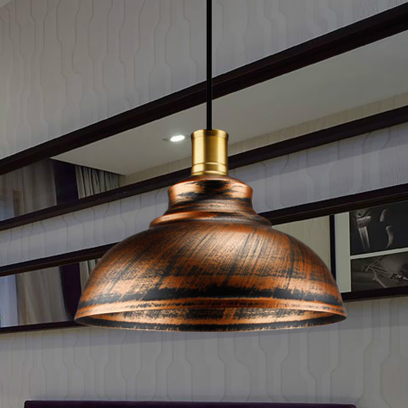 Schmiedeeisen Dome Hängslampe Antiquitätenstil 12 "/14" W 1 Kopf Restaurant Hanging Light in Silber/Bronze/Rost