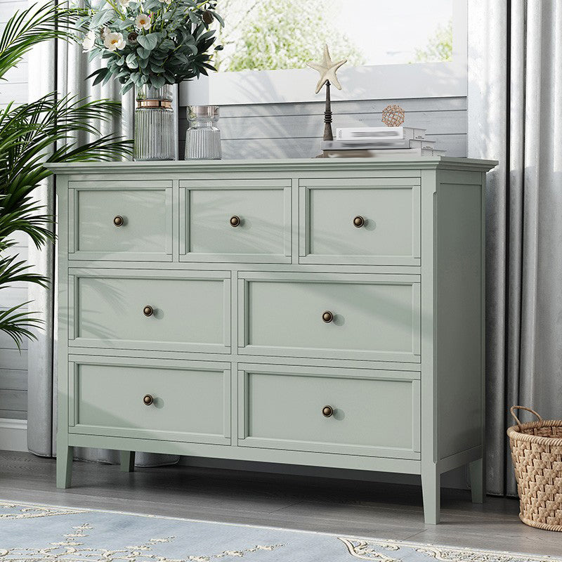 Green Scandinavian Wood Storage Chest with Soft-Close Drawers for Home
