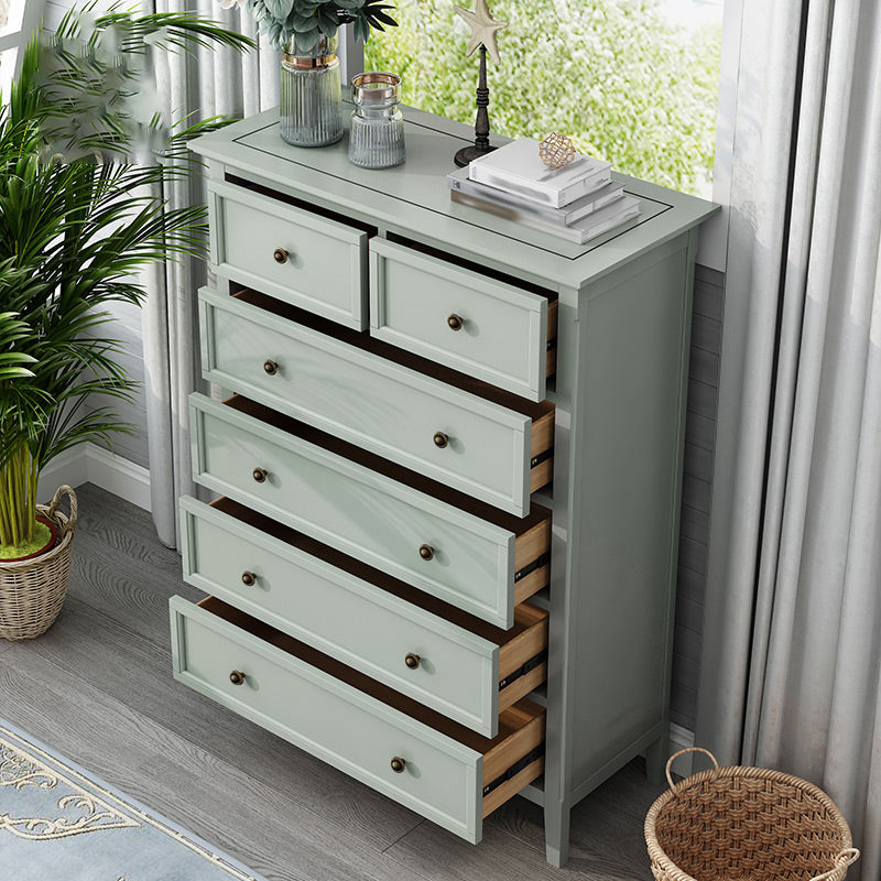 Green Scandinavian Wood Storage Chest with Soft-Close Drawers for Home