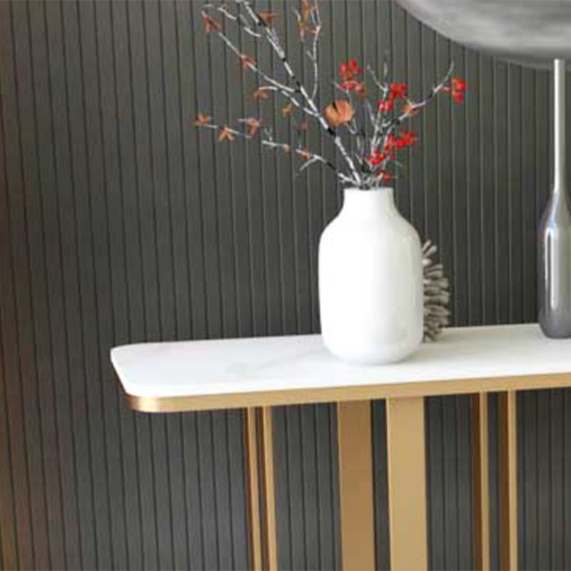 Glam Golden Console Accent Table with Rectangle Stone for Hall