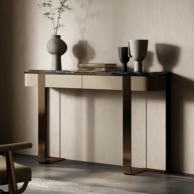 Modern Console Accent Table with Stainless Steel Bracket for Hall