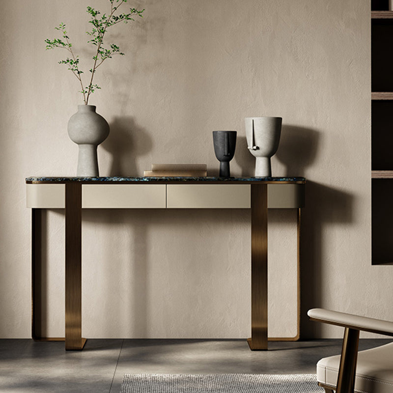 Modern Console Accent Table with Stainless Steel Bracket for Hall