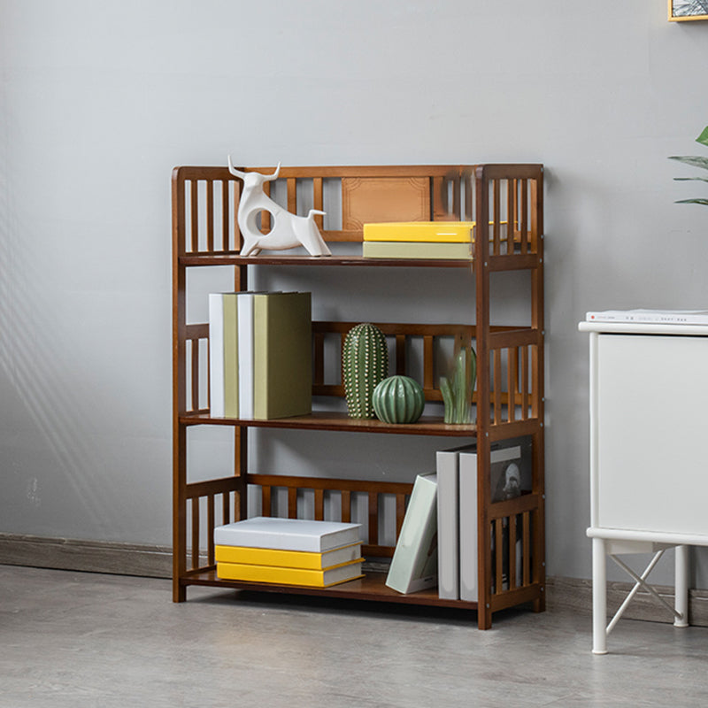 Contemporary Open Back Bookshelf Standard Bamboo Bookcase for Home Office