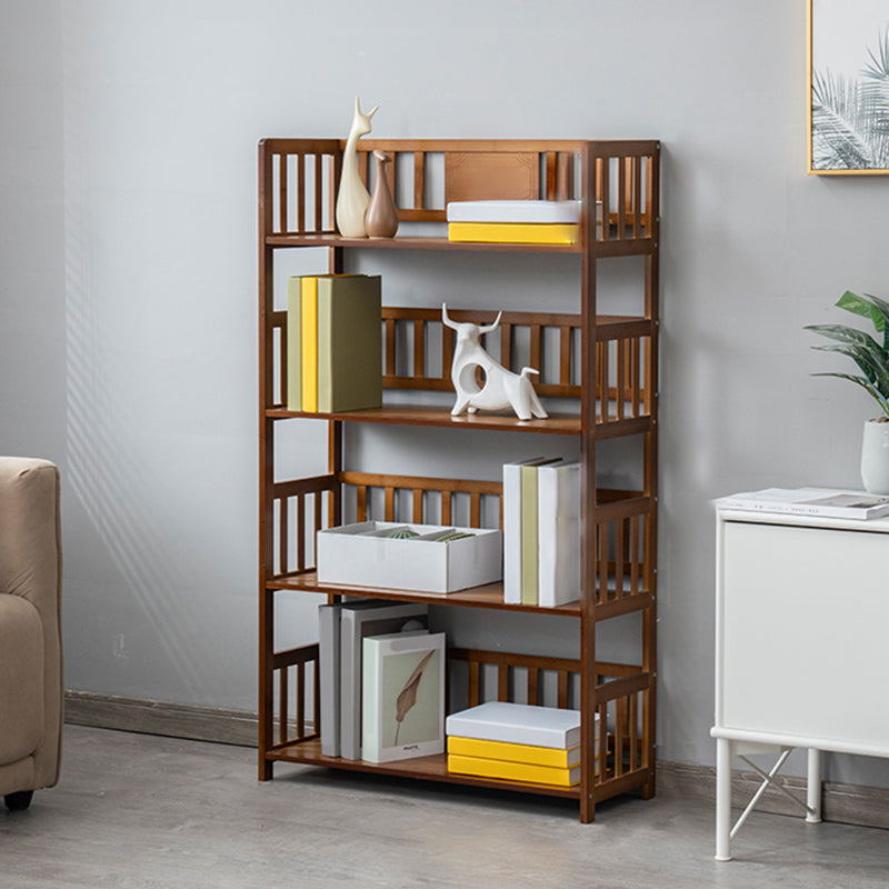 Contemporary Open Back Bookshelf Standard Bamboo Bookcase for Home Office