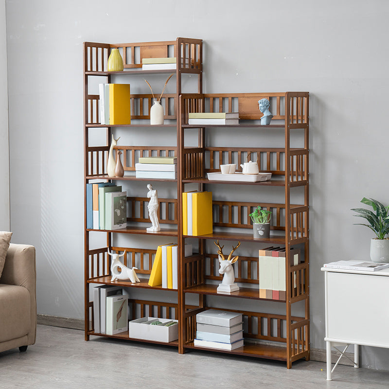 Contemporary Open Back Bookshelf Standard Bamboo Bookcase for Home Office