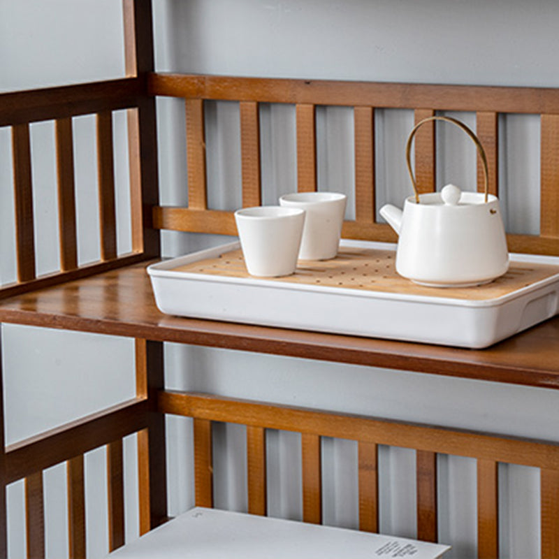 Contemporary Open Back Bookshelf Standard Bamboo Bookcase for Home Office