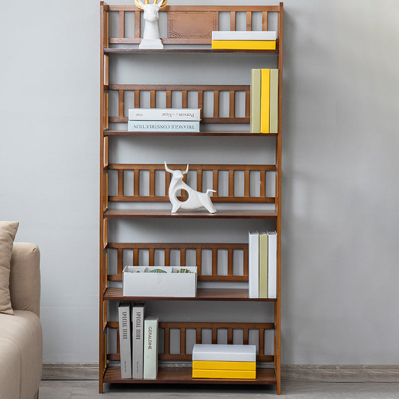 Contemporary Open Back Bookshelf Standard Bamboo Bookcase for Home Office