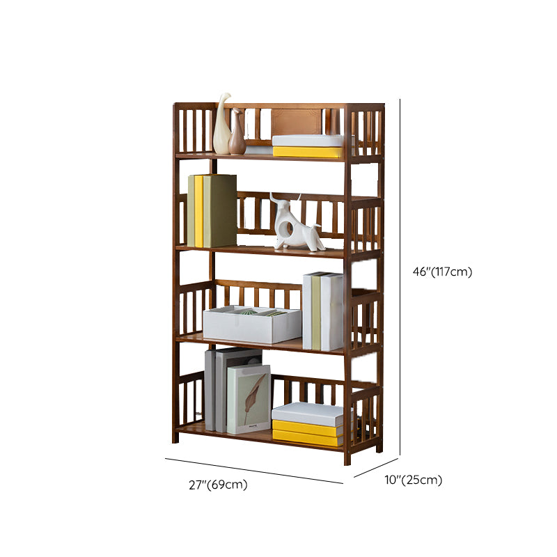 Contemporary Open Back Bookshelf Standard Bamboo Bookcase for Home Office