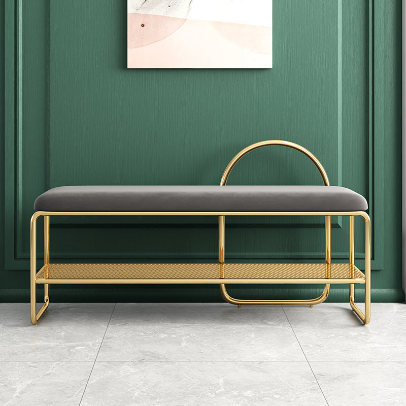 Modern Entryway Bench Cushioned Metal Seating Bench , 12.5" Width