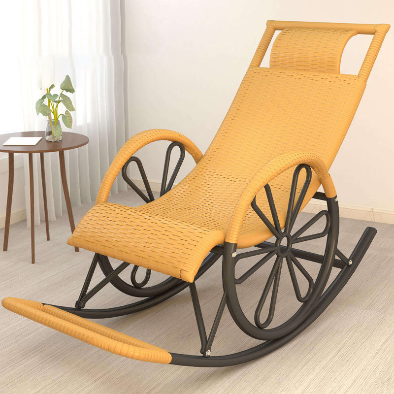 Indoor Single Rocking Chair Mid-Century Modern Rattan Rocking Chair