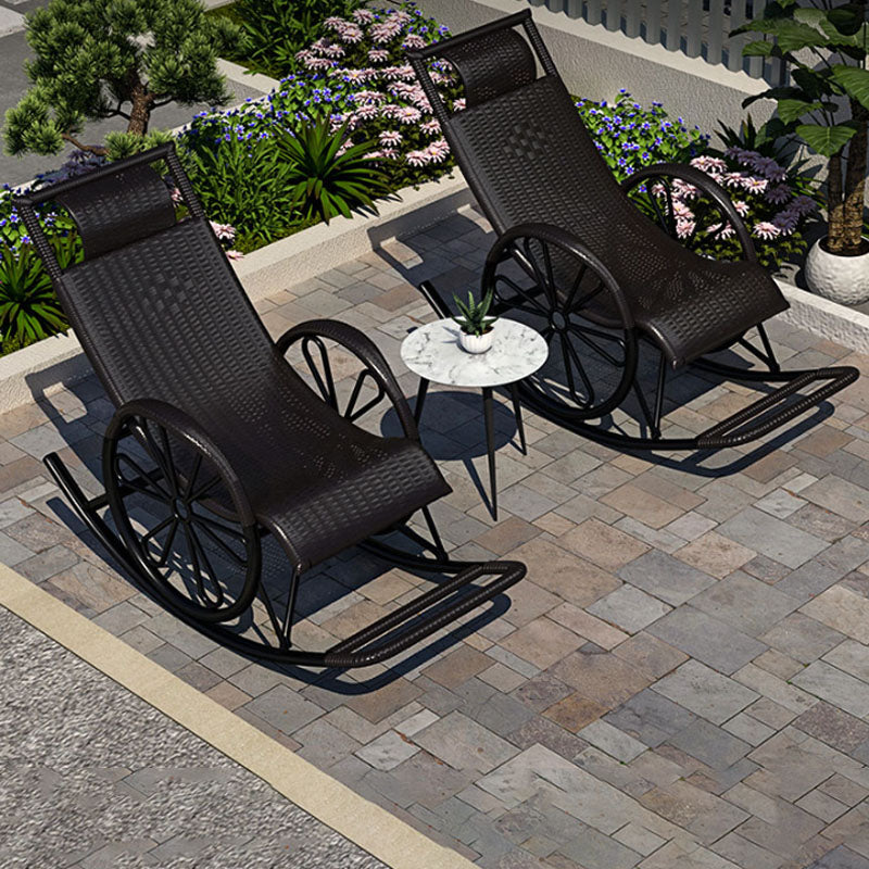 Indoor Single Rocking Chair Mid-Century Modern Rattan Rocking Chair