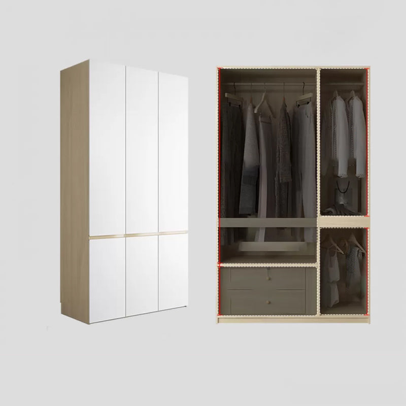 White Storage Cabinet with Drawer Contemporary Wardrobe Armoire