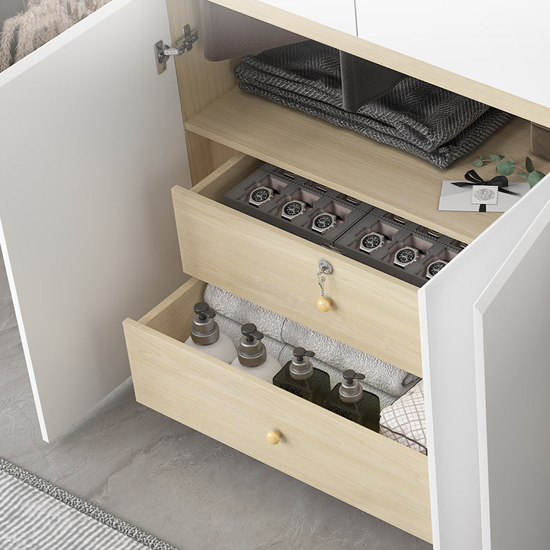 White Storage Cabinet with Drawer Contemporary Wardrobe Armoire