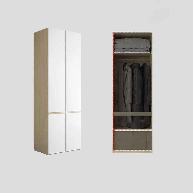 Contemporary Wardrobe Armoire with Drawer Hinged Storage Cabinet