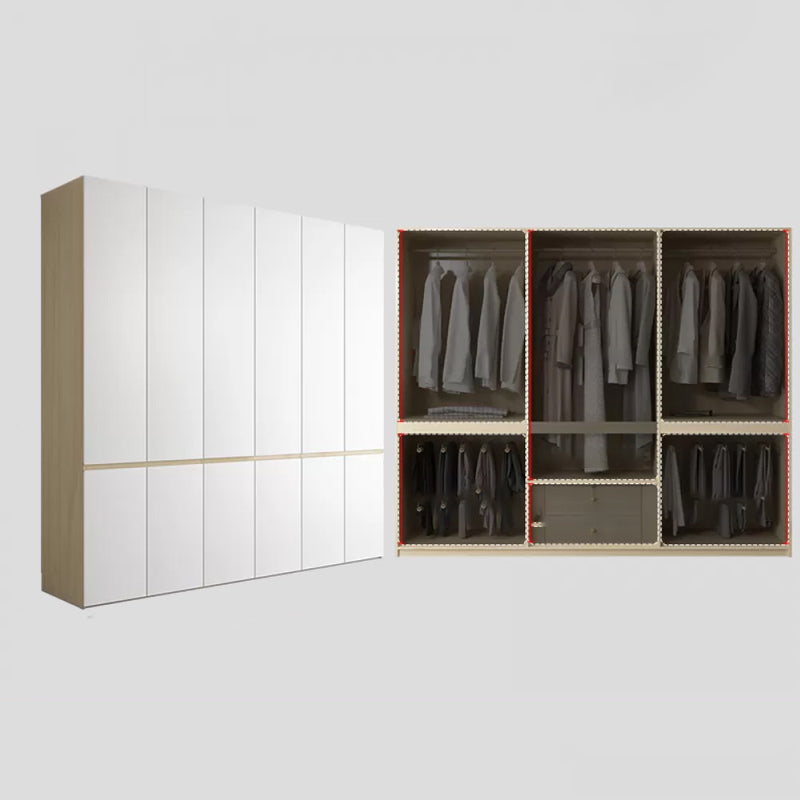Contemporary Wardrobe Armoire with Drawer Hinged Storage Cabinet