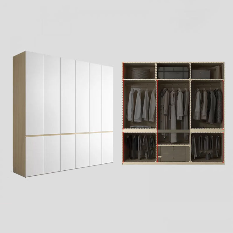 Contemporary Wardrobe Armoire with Drawer Hinged Storage Cabinet
