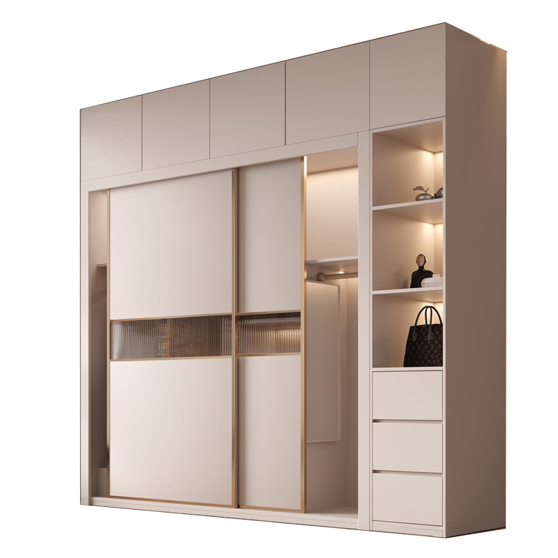Sliding Wardrobe Armoire with Shelves Contemporary Wardrobe Cabinet