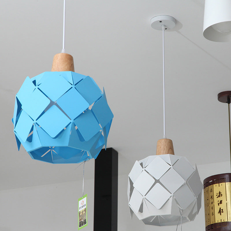 Contemporáneo 1 iluminación colgante de luz con tono de metal azul/negro/blanco lámpara colgante de globo
