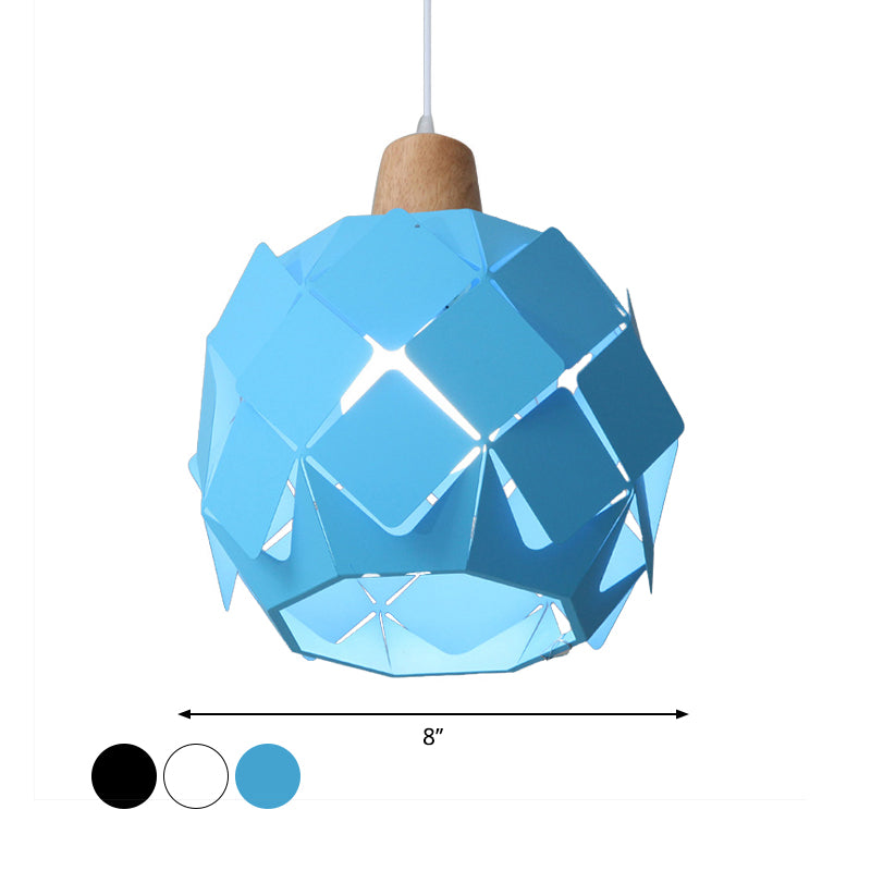 Contemporáneo 1 iluminación colgante de luz con tono de metal azul/negro/blanco lámpara colgante de globo