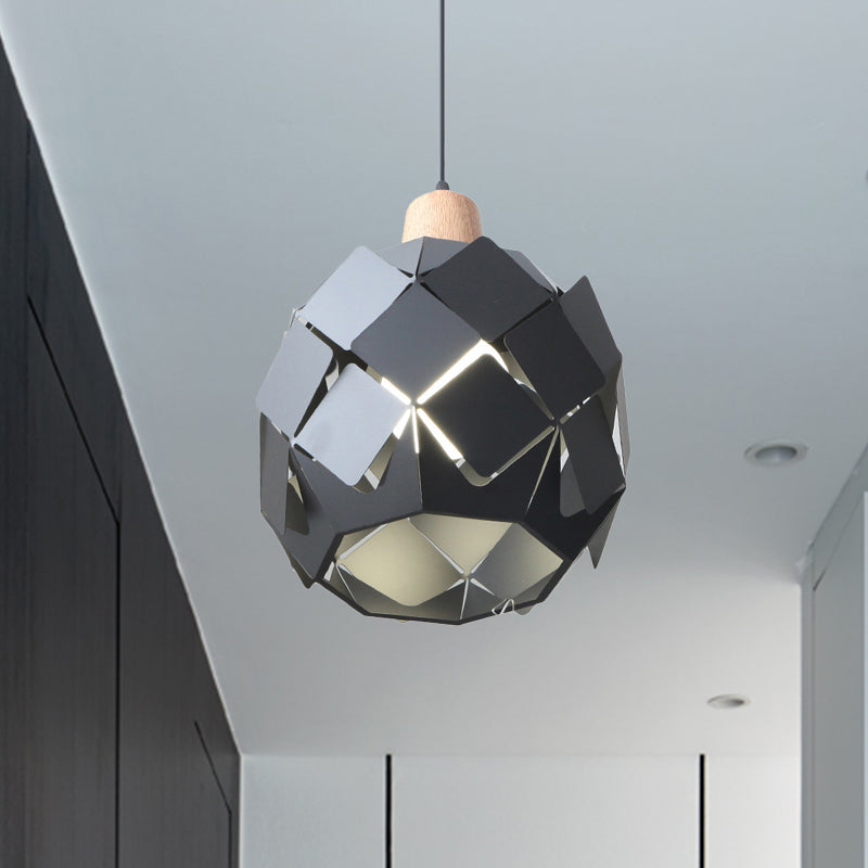 Contemporáneo 1 iluminación colgante de luz con tono de metal azul/negro/blanco lámpara colgante de globo