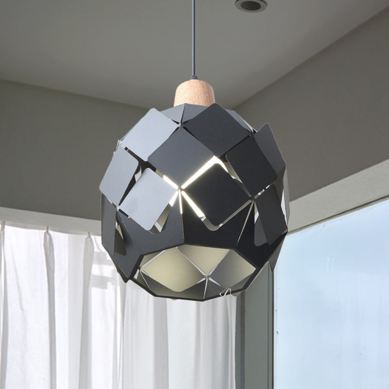 Contemporáneo 1 iluminación colgante de luz con tono de metal azul/negro/blanco lámpara colgante de globo