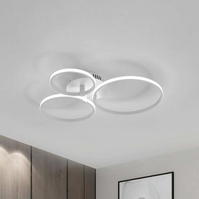 Multi Ring Semi Flush Light Minimalist Acrylic 3/9/12 Lights White Semi Flush Ceiling Light for Living Room