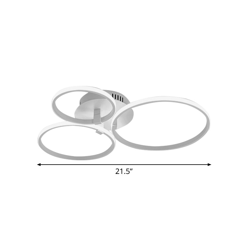 Multi Ring Semi Flush Light Minimalist Acrylic 3/9/12 Lights White Semi Flush Ceiling Light for Living Room