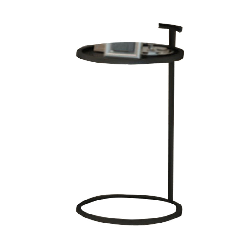 C Shape Base Side Table Luxurious Pedestal End Table with Metal Base