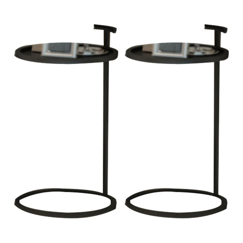 C Shape Base Side Table Luxurious Pedestal End Table with Metal Base