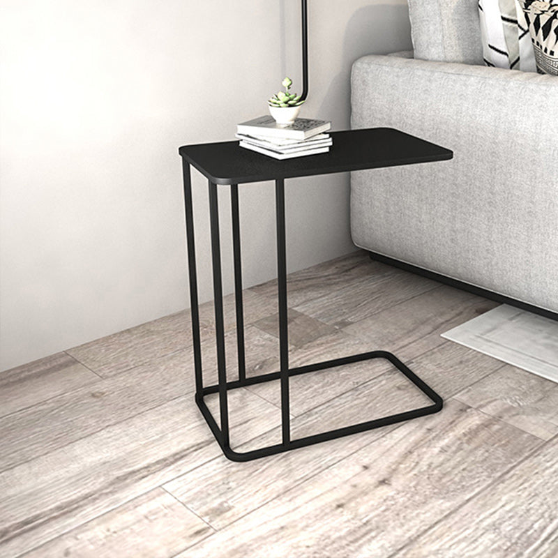 C Shape Base Side Table Luxurious Pedestal End Table with Metal Base