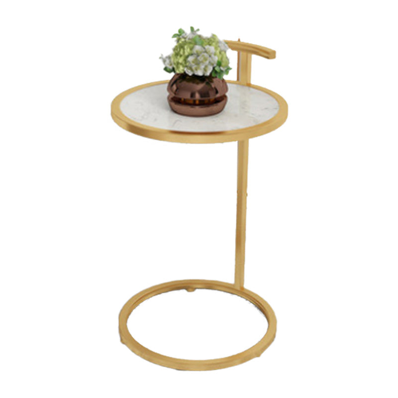 C Shape Base Side Table Luxurious Pedestal End Table with Metal Base