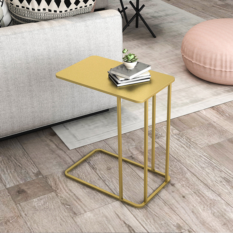 C Shape Base Side Table Luxurious Pedestal End Table with Metal Base