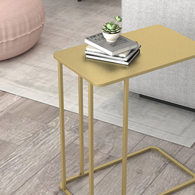 C Shape Base Side Table Luxurious Pedestal End Table with Metal Base