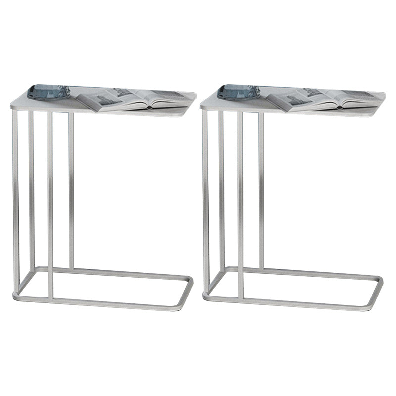 C Shape Base Side Table Luxurious Pedestal End Table with Metal Base