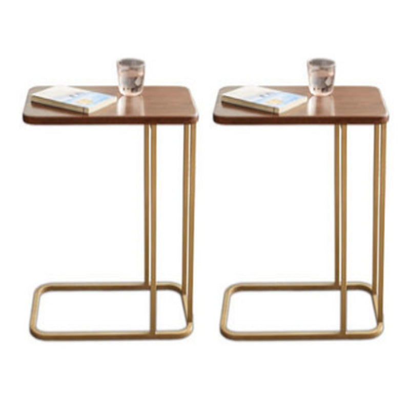 C Shape Base Side Table Luxurious Pedestal End Table with Metal Base