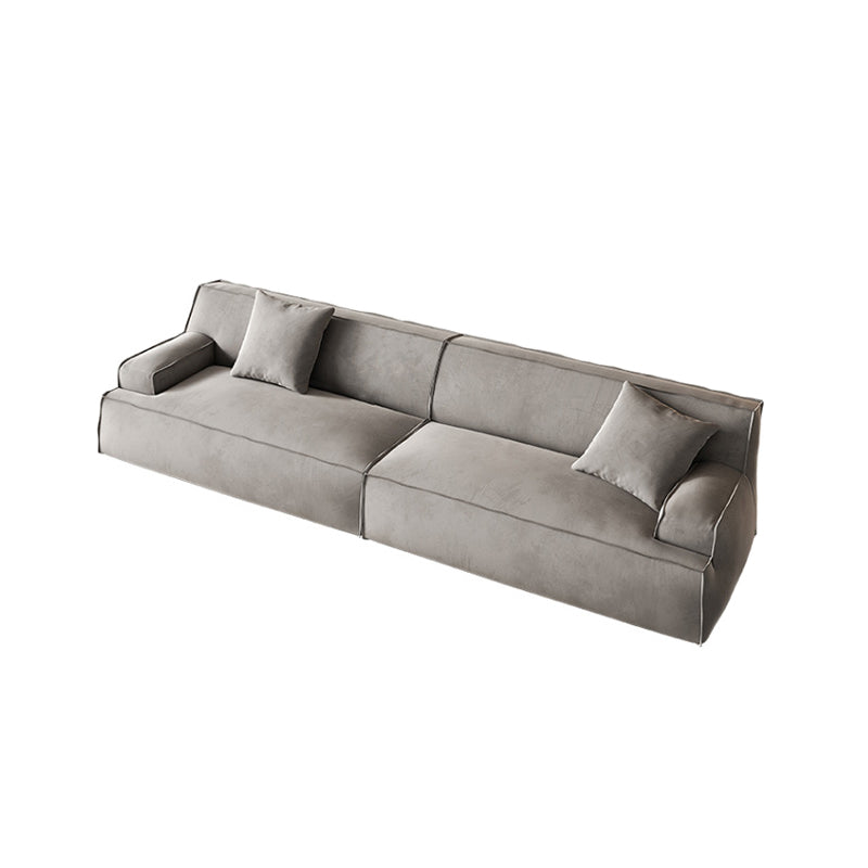 Contemporary Genuine Leather/Fabric Recessed Arm Sofa for Living Room