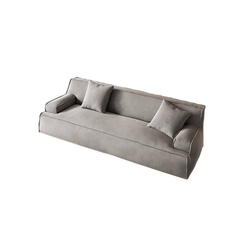 Contemporary Genuine Leather/Fabric Recessed Arm Sofa for Living Room