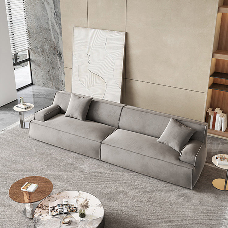 Contemporary Genuine Leather/Fabric Recessed Arm Sofa for Living Room