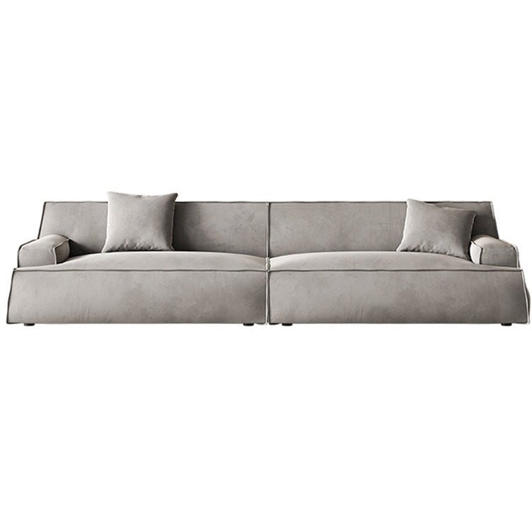 Contemporary Genuine Leather/Fabric Recessed Arm Sofa for Living Room