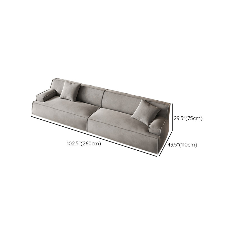 Contemporary Genuine Leather/Fabric Recessed Arm Sofa for Living Room