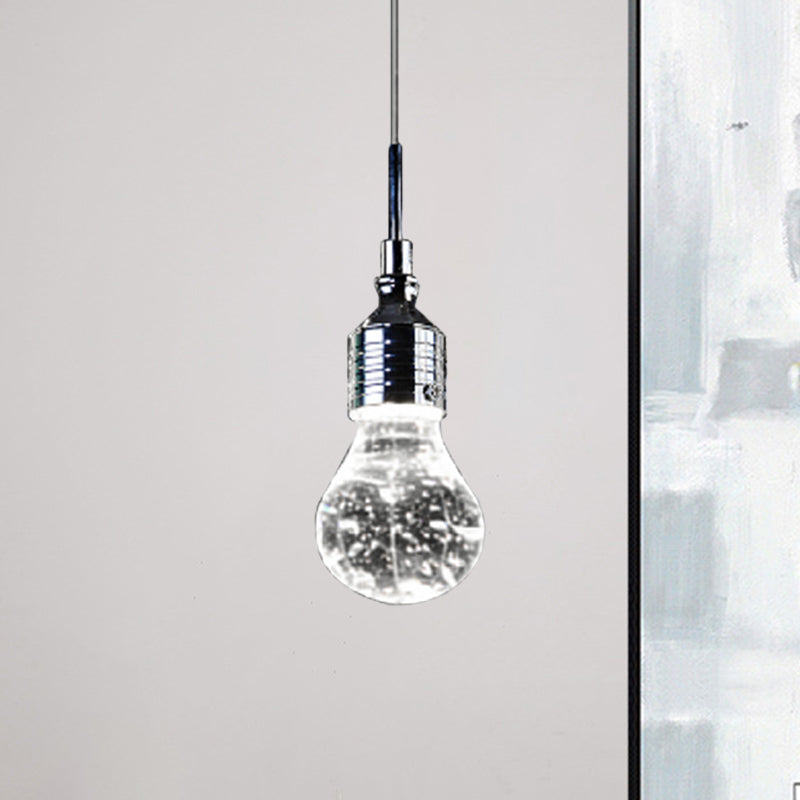 Luz de techo colgante en forma de bombilla metal contemporáneo y luz de cristal de burbujas transparente luz colgante de colgantes en luz cálida/blanca