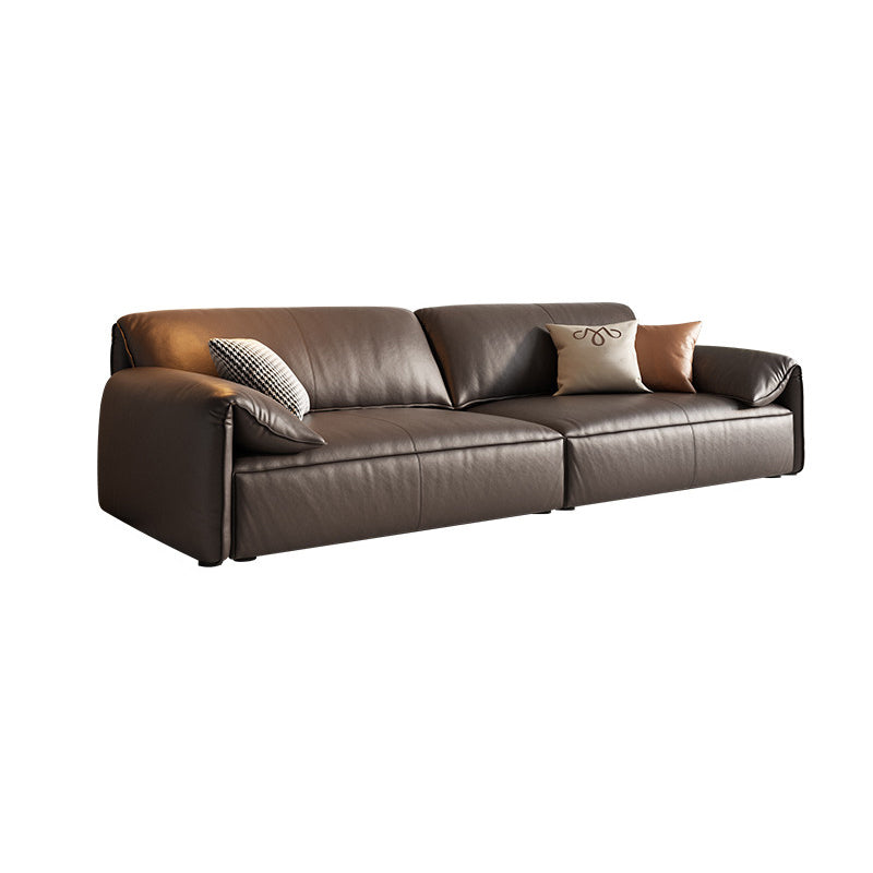 Genuine Leather Contemporary Pillow Top Arm Sofa for Living Room