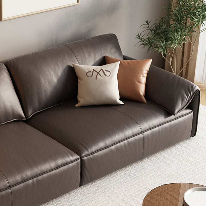 Genuine Leather Contemporary Pillow Top Arm Sofa for Living Room