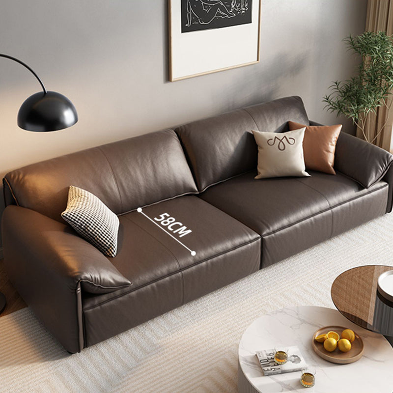 Genuine Leather Contemporary Pillow Top Arm Sofa for Living Room