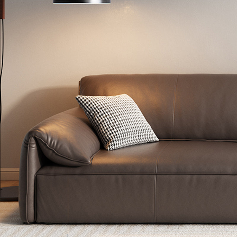 Genuine Leather Contemporary Pillow Top Arm Sofa for Living Room